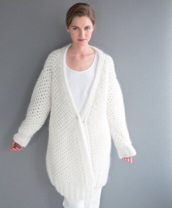 Brioche Cardigan in Rico Fashion Big Mohair Super Chunky and Essentials Mohair - 385 - Leaflet