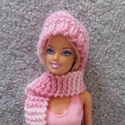 Winter Hat and Scarf for Doll