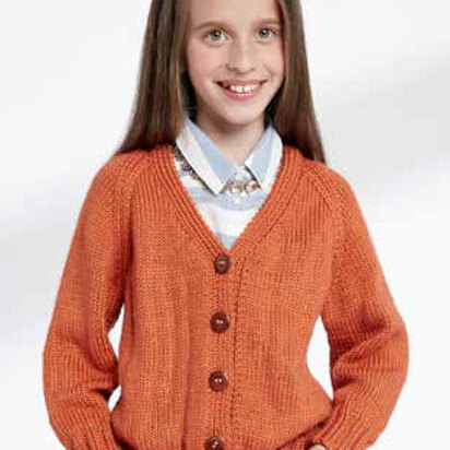 Child's Knit V-Neck Cardigan in Caron Simply Soft - Downloadable PDF
