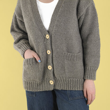 Easy Sunday Cardigan - Free Knitting Pattern for Women in Paintbox Yarns Wool Blend Chunky