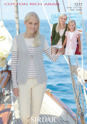 Waistcoat and Cardigans in Sirdar Cotton Rich Aran - 7277 - Downloadable PDF
