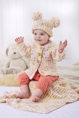 Jackets, Hat, Sweater & Blanket knitted in King Cole Bumble Chunky - Babies - P6087 - Leaflet
