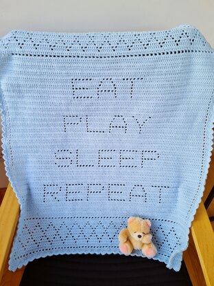 Eat Play Sleep Repeat Filet Blanket