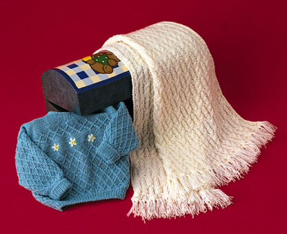 Baby Blanket With Fringes in Adriafil Avantgarde