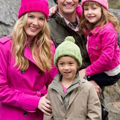 Knit Family Hats in Red Heart With Love Solids - LW3079
