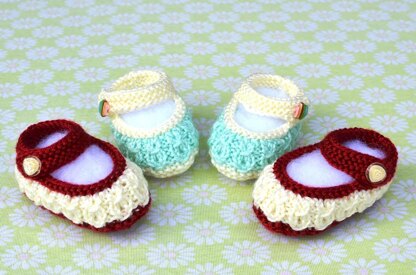 Mock Cables Mary Jane Baby Booties