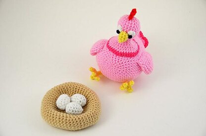 Hen Crochet Pattern, Chicken Crochet Pattern, Chicken Amigurumi, Chicks Amigurumi, Nest with Eggs Crochet Pattern