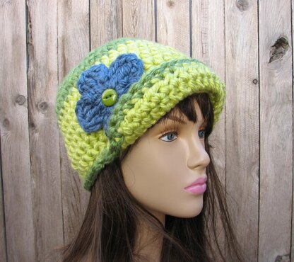 Green crochet hat