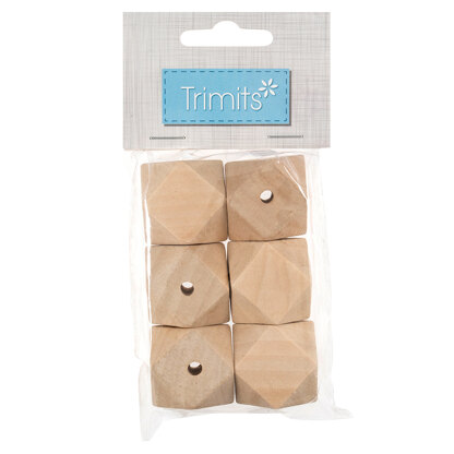 Trimits 6 Piece Wooden Beads: Geo Cut - 30mm