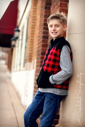 Kids Plaid  Zipper Front Vest