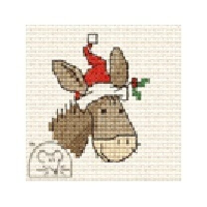 Mouseloft Christmas Card Stitchlet - Christmas Donkey Cross Stitch Kit - 64mm