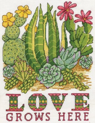 Design Works Cactus Love Cross Stitch Kit - 22.86cm x 30.48cm