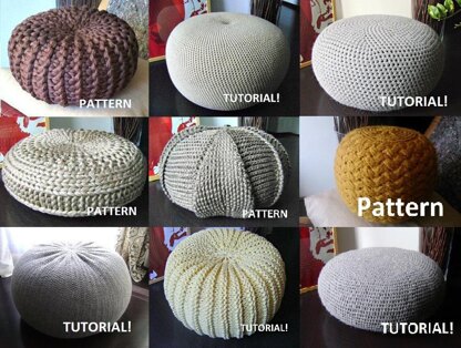 9 Knitted & Crochet Pouf Floor cushion Patterns Crochet Pattern Knit Pattern Pouf Ottoman Pattern