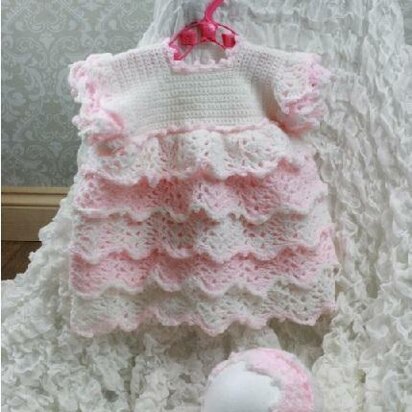 Crochet Pattern baby dress & hat UK & USA Terms #100