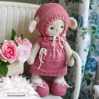 Knitting Pattern - Toy clothes - Outfit Pinky for bunny, lamb, doll