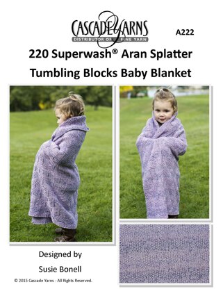 Splatter Tumbling Blocks Baby Blanket in Cascade Yarns 220 Superwash® Aran - A222 - Downloadable PDF