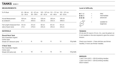 Tanks in Rico Essentials Organic Cotton Aran - 1264 - Downloadable PDF