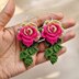 Crochet 3 d flower earrings
