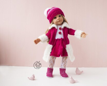 Outfit  Raspberries for 18in doll knitting flat