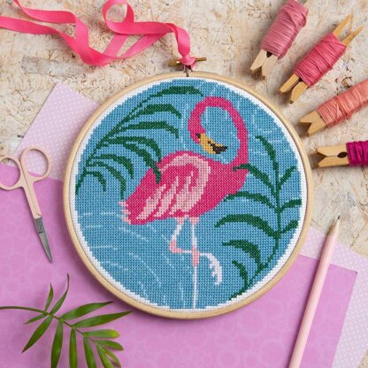 Hawthorn Handmade Flamingo Cross Stitch Kit - 17.8cm
