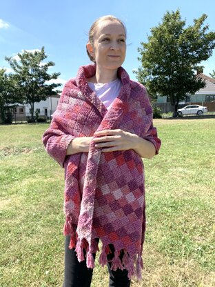 Rose Dreams Entrelac Shawl