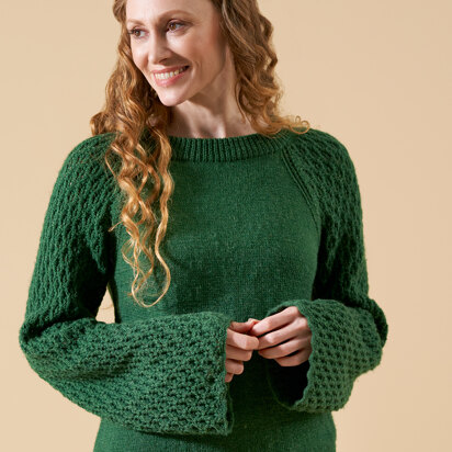 Francesca Floral Lace Sleeved Top  in West Yorkshire Spinners Exquisite 4ply - DBP0276 - Downloadable PDF