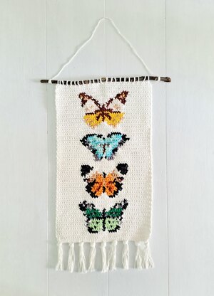 Vintage Butterflies Crochet Tapestry Wall Haning