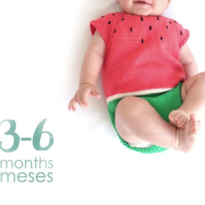 Size 3-6 months - Knitted Watermelon Romper