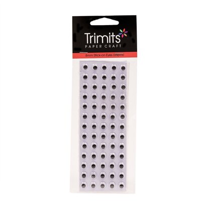 Trimits Toy Eyes Stick-On Googly Self-Adhesive 8mm (65 per sheet)