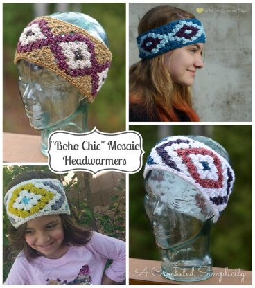 "Boho Chic" Mosaic Headwarmers (2-in-1)