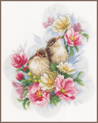 Lanarte Counted Cross Stitch Flower Branch Guardians Cross Stitch Kit - 28cm x 33cm/11.2in x 13.2in