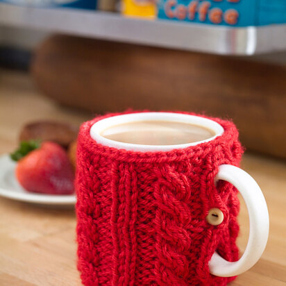 Cabled Mug Cozy in Lion Brand Vanna's Choice - L32359