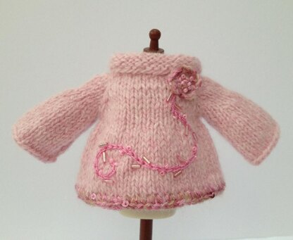 Smock sweater and felted jacket for Blythe doll