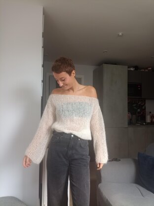 Off the shoulder mohair sweater