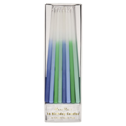 Meri Meri Blue Dipped Glitter Candles (Blue Dipped Tapered Candles)
