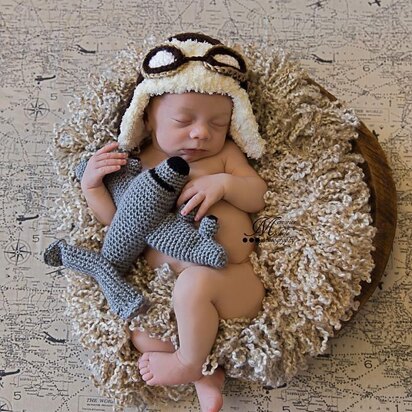 Newborn Aviator Hat and Plane Plush