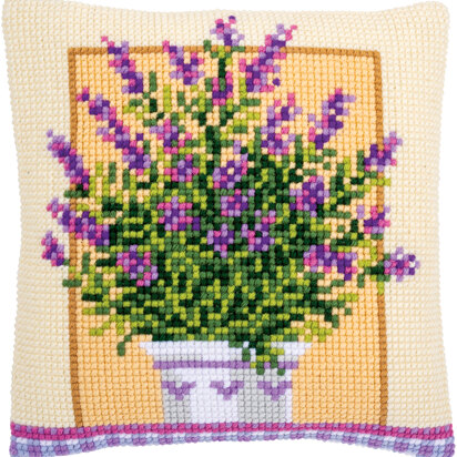 Vervaco Lavender Pot Cushion Cross Stitch Kit - 40cm x 40cm