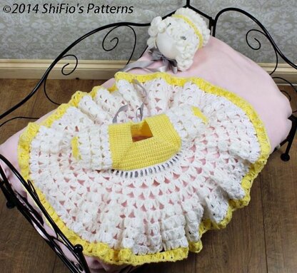 Crochet Pattern baby dress and hat UK & USA Terms #15