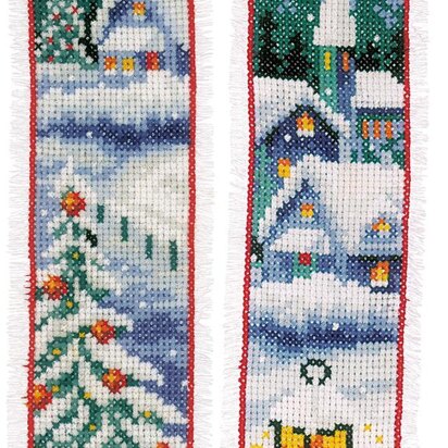 Vervaco Bookmark Kit Winter Villages Set Of 2 Cross Stitch Kit - 6 x 20 cm / 2.4in x 8in