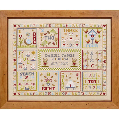 Historical Sampler Company 123 Count With Me Birth Sampler Cross Stitch Kit - 42cm x 36cm