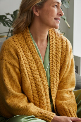 Cable Edge Jacket - Cardigan Knitting Pattern For Women in Debbie Bliss Cashmerino Chunky by Debbie Bliss