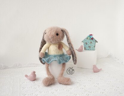 Pink cute Bunny knitted flat