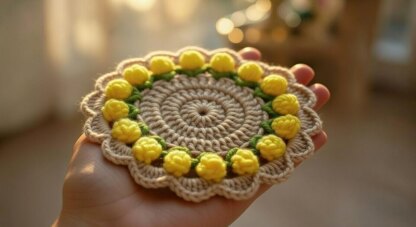 Crochet Round Coaster Pattern PDF + Video Tutorial – Easy Beginner Crochet Table Decor