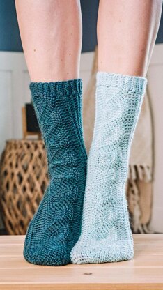 All Cabled Up In Sunshine Crochet Socks