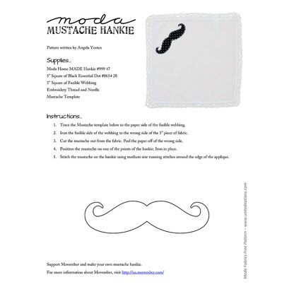Moda Fabrics Mustache Hankie Quilt - Downloadable PDF