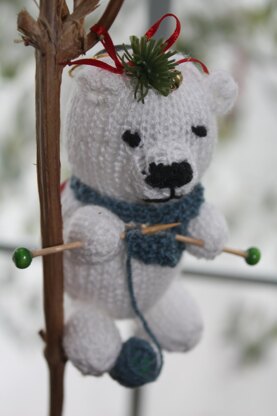 Teeny Knitting Teddy Ornament