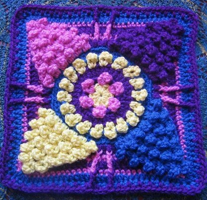 Winter Sun 9"/12" Crochet Block Afghan Square