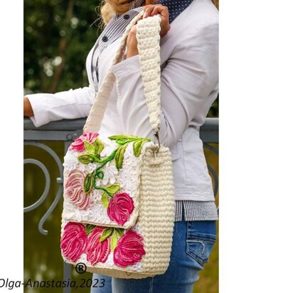 Bag and backpack with roses crochet Irish lace