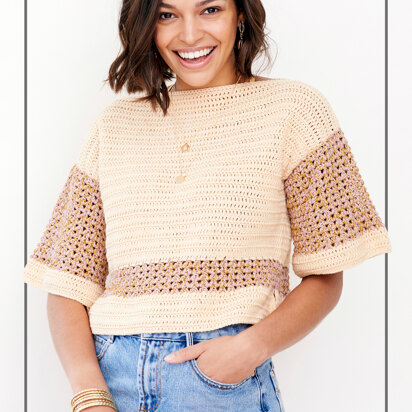 "Terramar Top" - Free Top Crochet Pattern For Women in Paintbox Yarns Cotton DK and Metallics DK