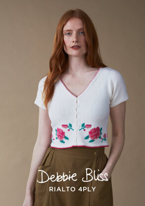 Flora Cardigan - Knitting Pattern For Women in Debbie Bliss Rialto 4 Ply